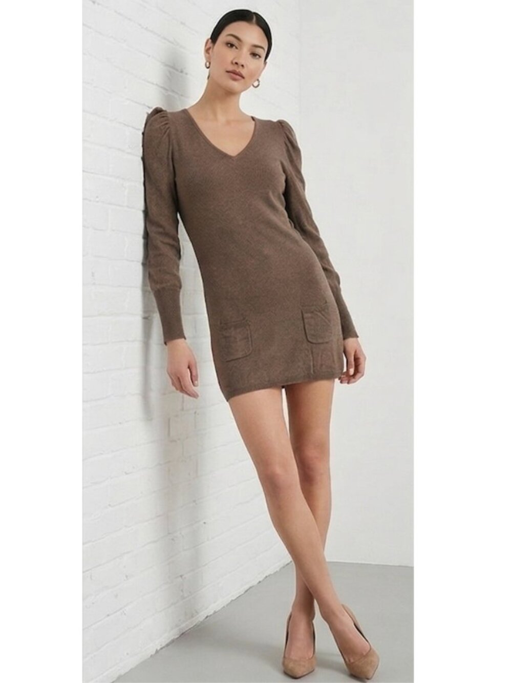 Sinéquanone Paris Light Brown Wool Sweater Dress